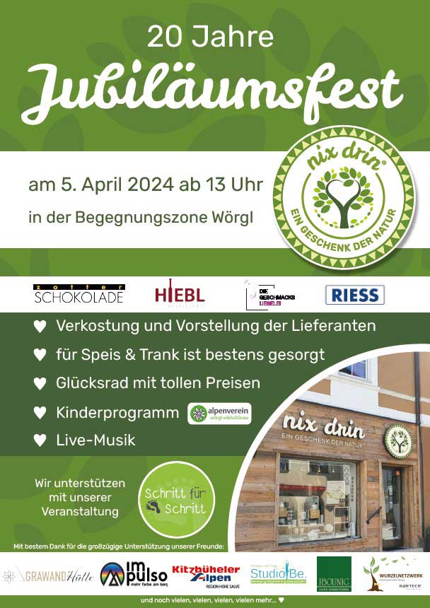 Plakat 20 jähriges Jubiläumsfest NIX DRIN