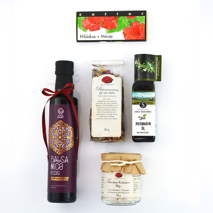 Salatbox mediterran - Geschenkkarton (Firmengeschenke, Geschenke für Mitarbeiter, Geschenke für Geschäftspartner, Kundengeschenke)